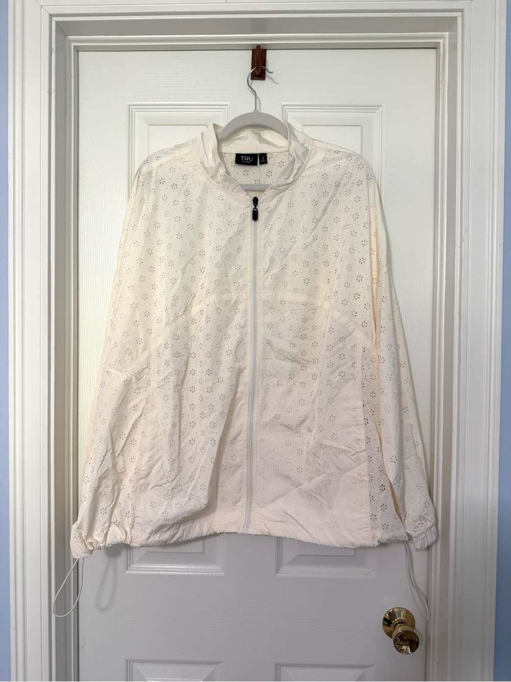 NWT - White Eyelet Nylon Zip-Up Bomber Jacket